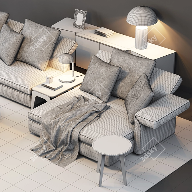 Elegant Collar Sofa by Minotti: Perfect Blend of Comfort and Style 3D model image 3