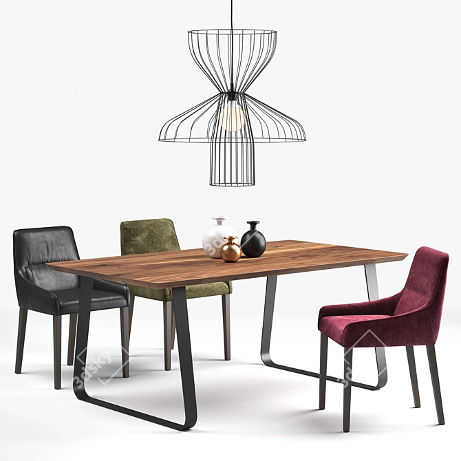 Modern Elegance: Long Island Chair, Vilna Table & Parachute Lamp 3D model image 1