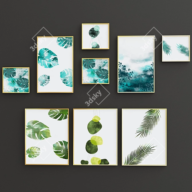 Leafy Collection: Botanical Wall Art 3D model image 1