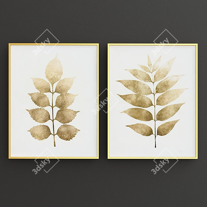 Leafy Collection: Botanical Wall Art 3D model image 2