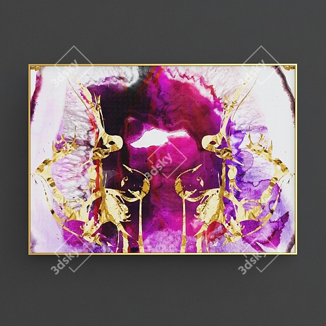 Luxury Blooms: Gold Foil Canvas 3D model image 2