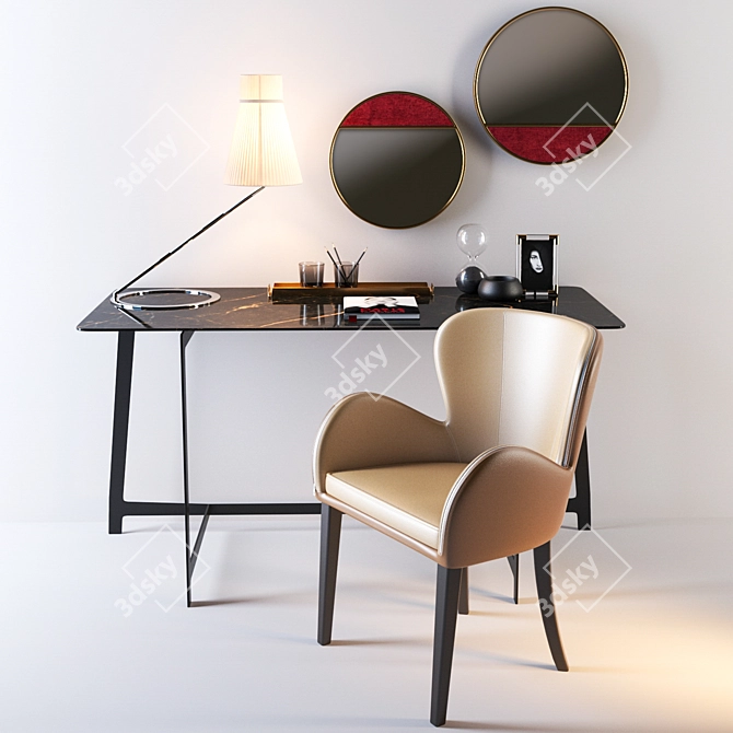 Elegant Chair & Table Set 3D model image 1