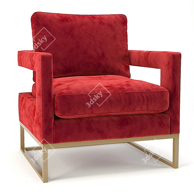 Modern Velvet Armchair 3D model image 1