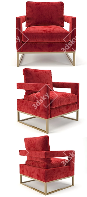 Modern Velvet Armchair 3D model image 2