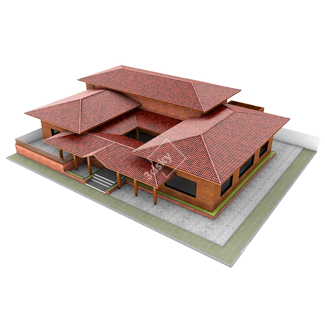 Rustic Brick Cafe 3D model image 2