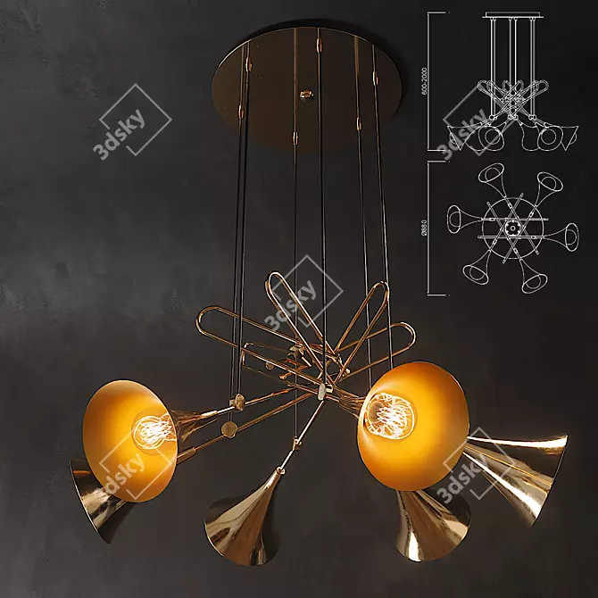 Mantra Jazz 6L E27 Pendant Lamp 3D model image 1