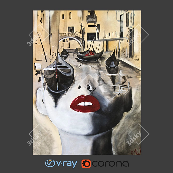 Author's painting, canvas 3
Title: Venetian Dreams: Original Acrylic Canvas 3D model image 1