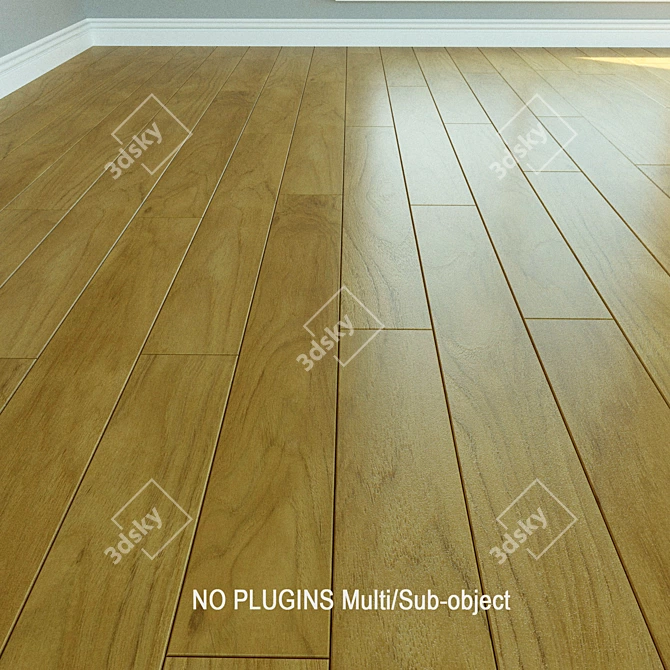 Title: Natural Teak Laminate Flooring 3D model image 1