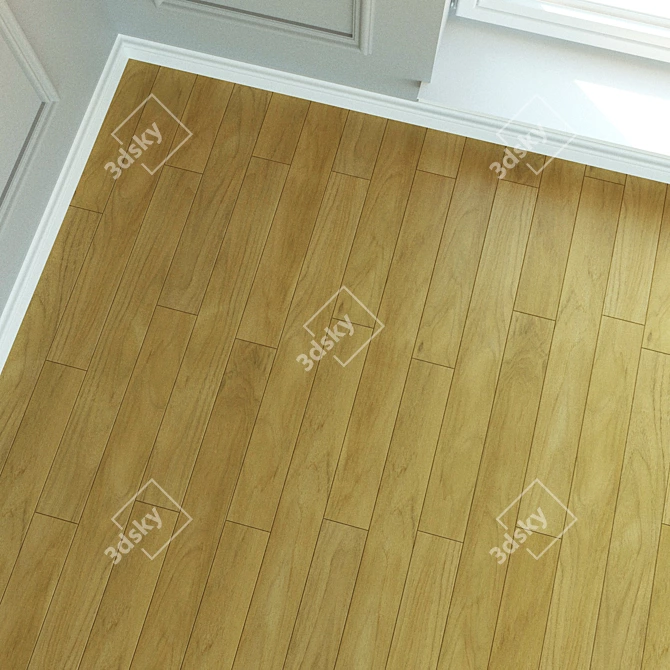 Title: Natural Teak Laminate Flooring 3D model image 2