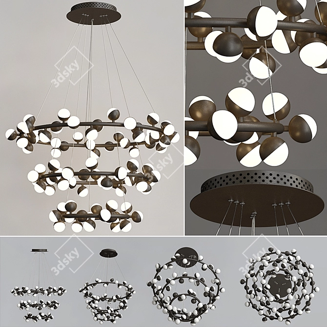 Modern Adjustable Pendant Lights 3D model image 1