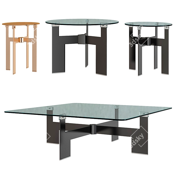 Minimalistic ELLIS Minotti Coffee Tables 3D model image 1