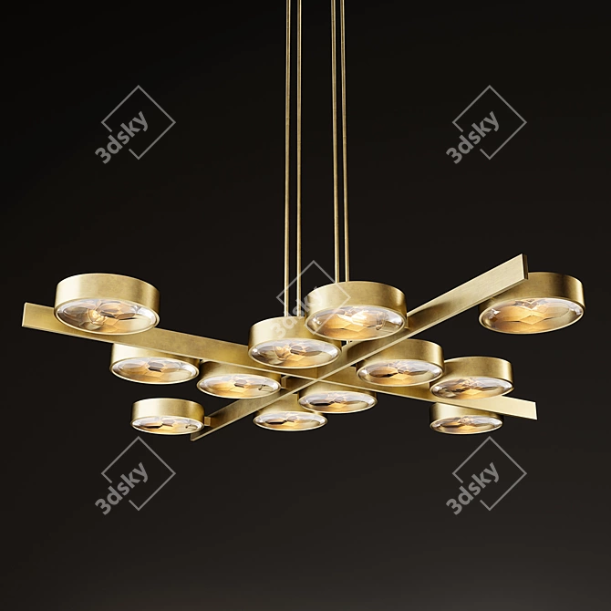 Luxury Square Chandelier in Montesquieu Bronze 3D model image 1