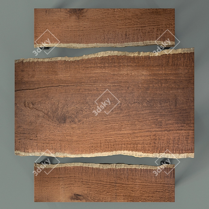 Elegant Bubinga Table & Bench 3D model image 2