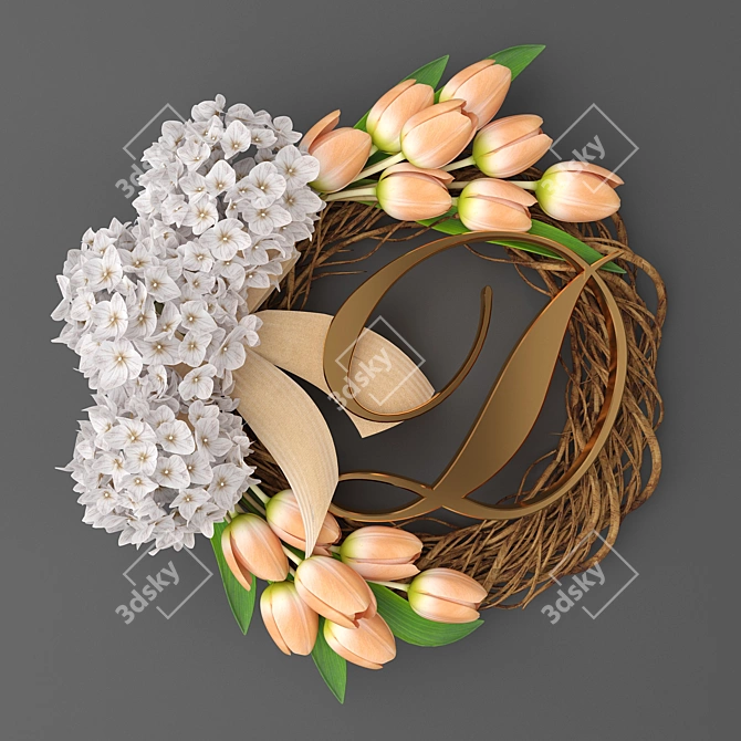 Delicate Christmas Wreath 3D model image 1