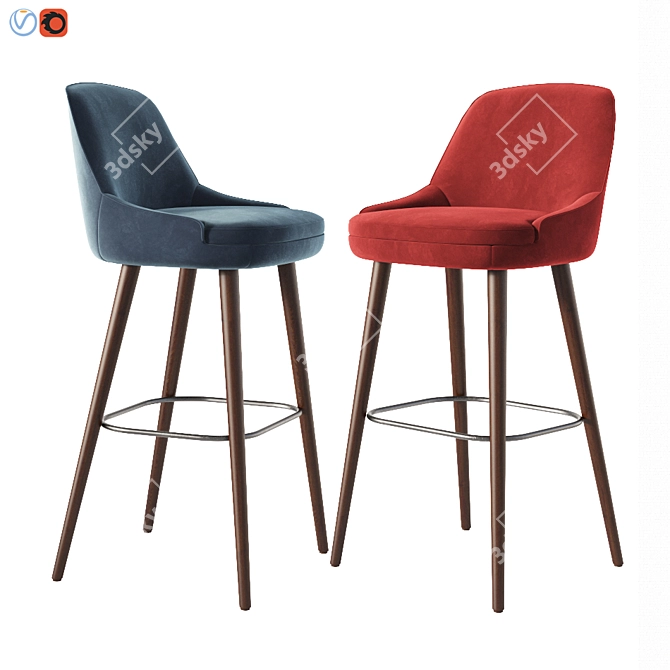 Title: Elegant 375 Walter Knoll Bar Stool 3D model image 2