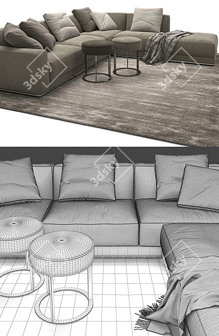 Luxurious Luis Sofa: B&B Italia 3D model image 3