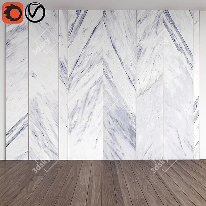 Lush White Ceramic Wall Tile: 120x250 cm 3D model image 1