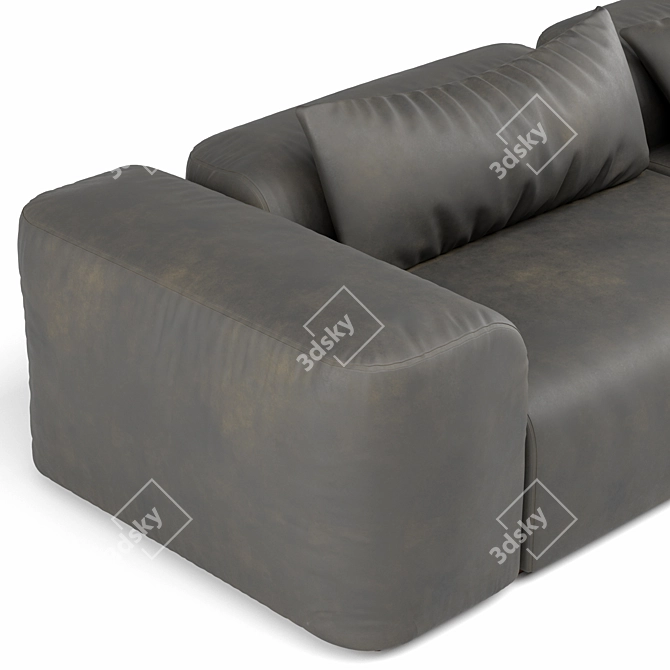 Sleek Leather Sofa 3D model image 2