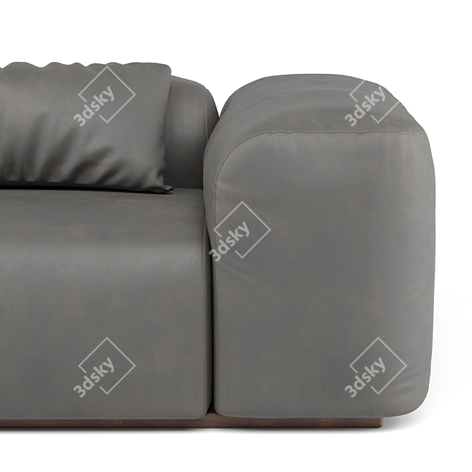 Sleek Leather Sofa 3D model image 3