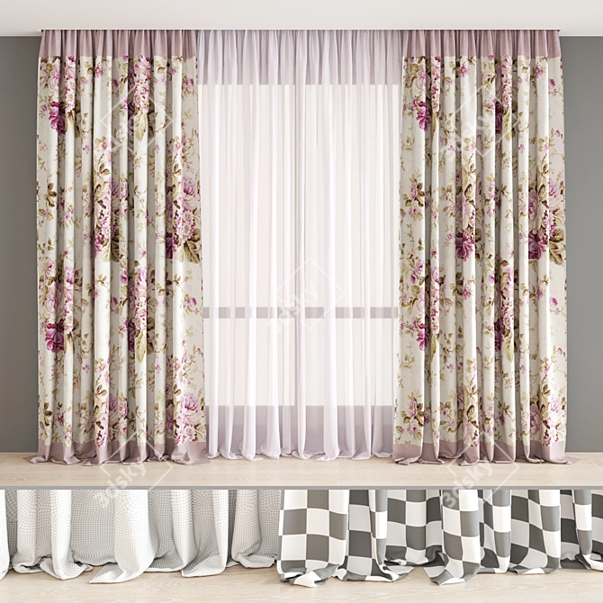 Elegant Togas Rosella Curtains 3D model image 1