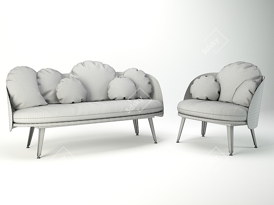 Nubilo Colors: Modern Sofa & Armchair 3D model image 3