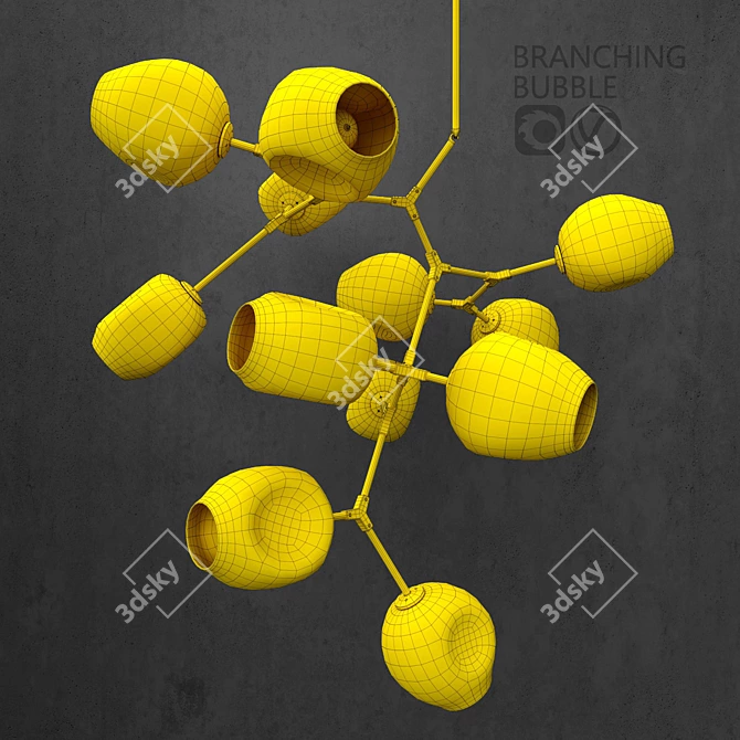 Elegant Branching Bubble Pendant Lights 3D model image 2