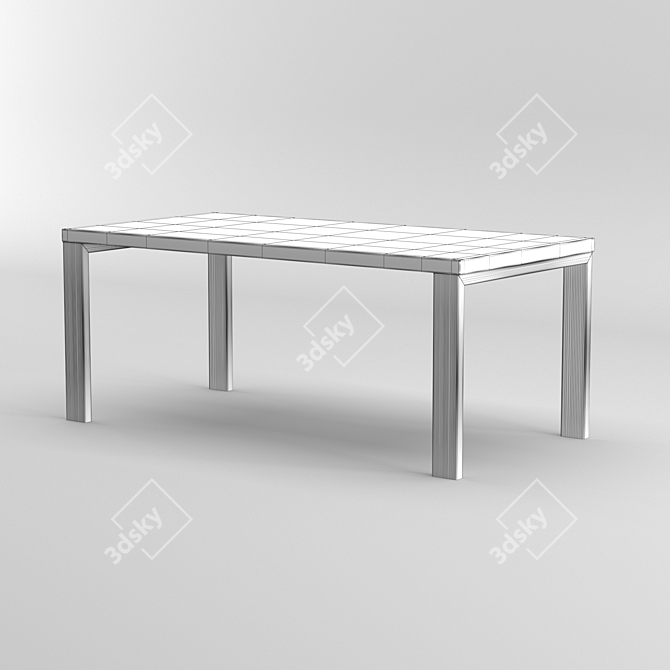 Modern Oak Steel Leg Table 3D model image 3