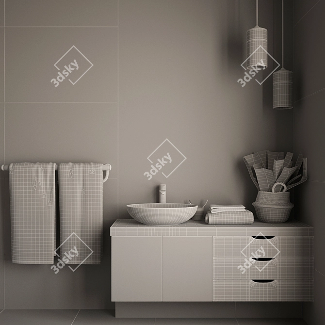 Sleek Bathroom Furniture Set 3D model image 3