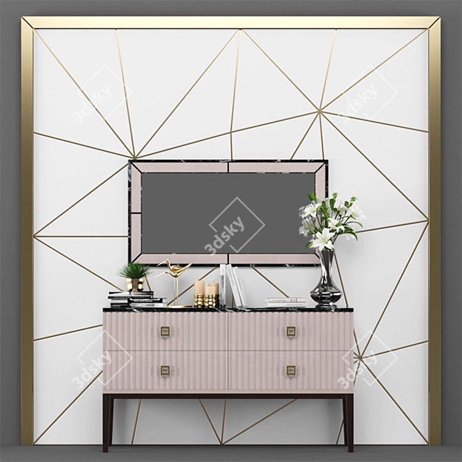 Elegant Art Deco Sideboard Set 3D model image 1