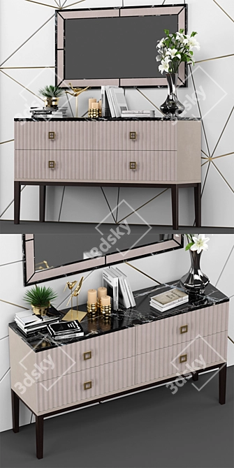 Elegant Art Deco Sideboard Set 3D model image 2