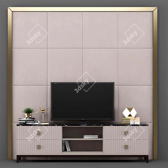 Art Deco TV Stand Set 3D model image 1