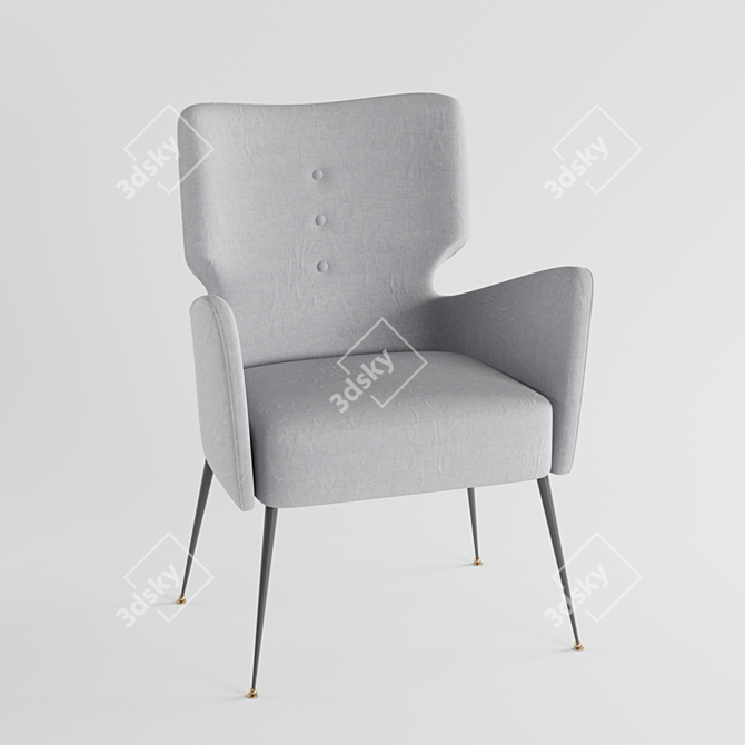 Retro Chic 1960s Armchair Set 3D model image 1