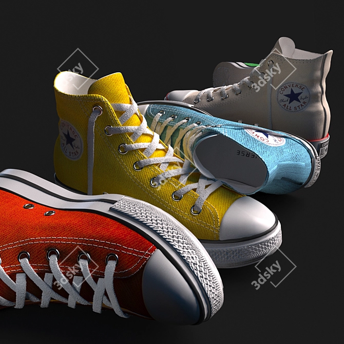 Classic Converse Sneakers 3D model image 2