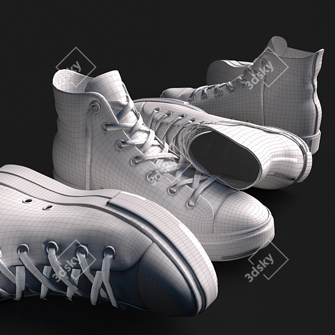 Classic Converse Sneakers 3D model image 3