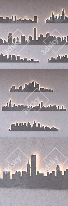 Urban Charm: American City Silhouettes 3D model image 2