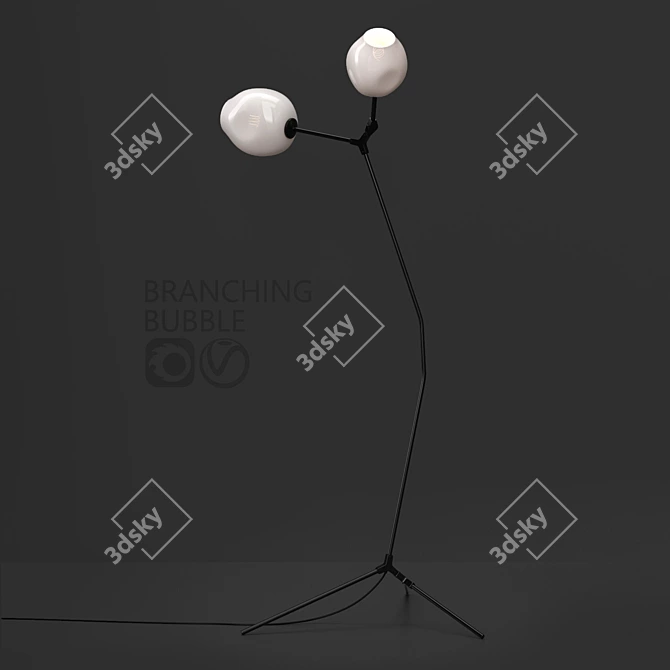 Sleek Branching Floor Lamp 3D model image 1