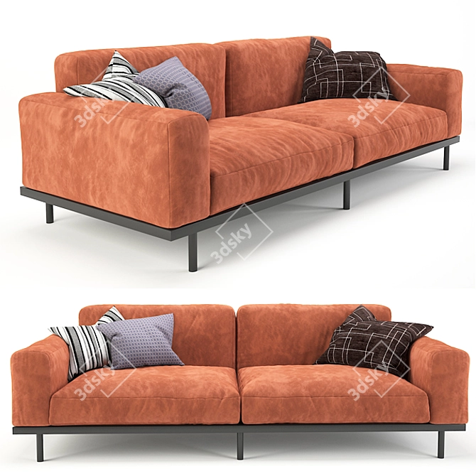 Elegant Naviglio Velvet Sofa 3D model image 1