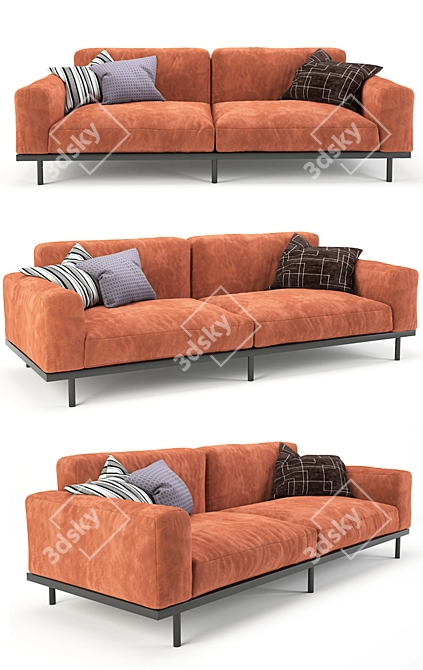 Elegant Naviglio Velvet Sofa 3D model image 2