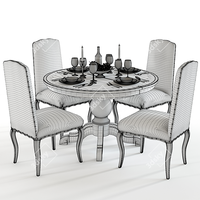 Elegant Pottery Barn Table Set 3D model image 2