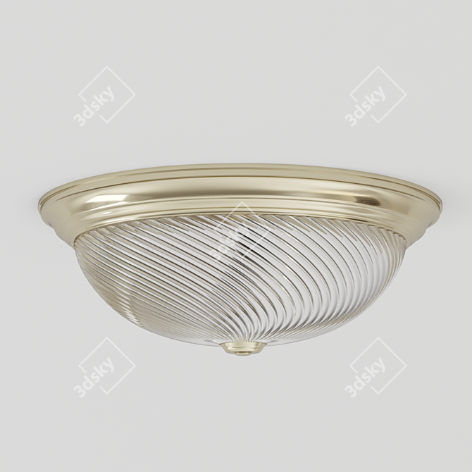 Elegant Antique Brass Flushmount 3D model image 1