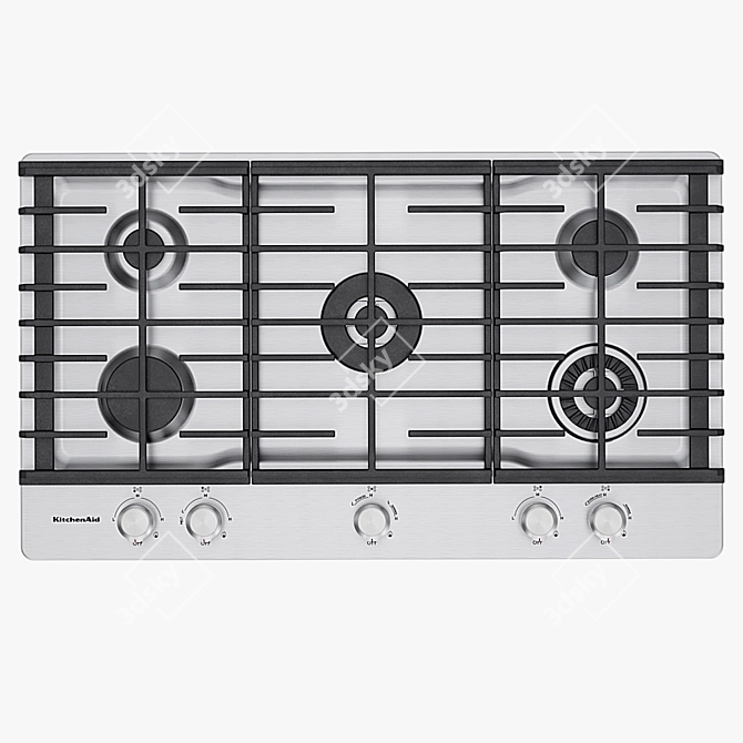 5-Burner Gas Cooktop with Griddle - Kitchenaid 3D model image 1