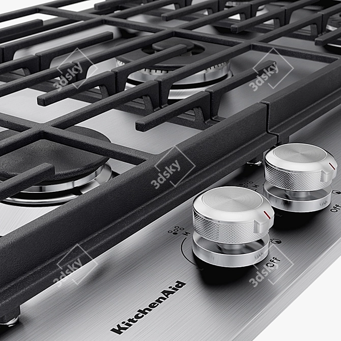 5-Burner Gas Cooktop with Griddle - Kitchenaid 3D model image 2