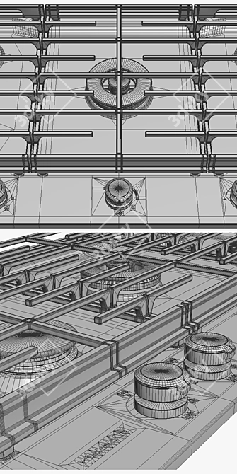 5-Burner Gas Cooktop with Griddle - Kitchenaid 3D model image 3