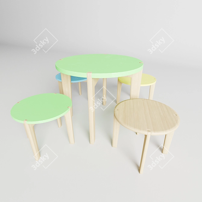 Modern Kids Play Table 3D model image 1