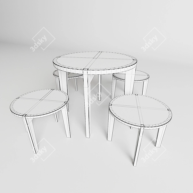 Modern Kids Play Table 3D model image 2