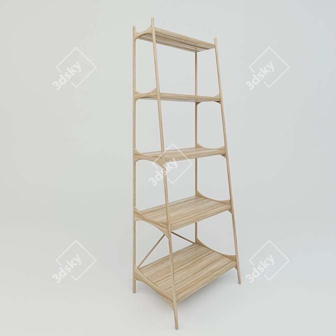 Sleek Walnut Wood Bookcase 3D model image 1
