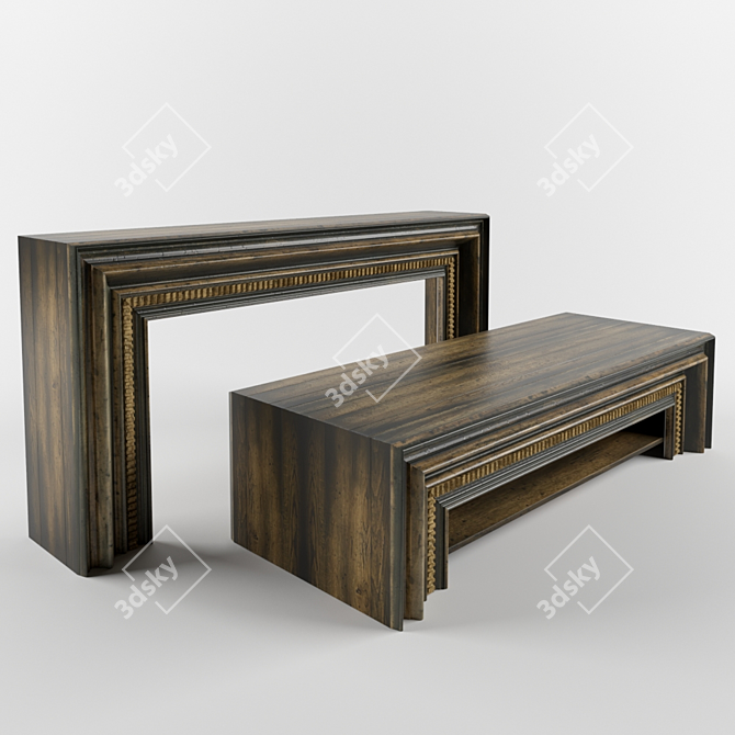 Rustic Crafted Hall Console & Table 3D model image 1