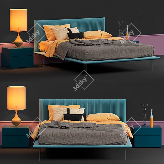 Elegant Plisse Lounge Sofa 3D model image 1