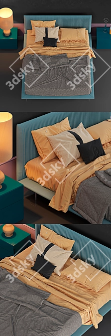 Elegant Plisse Lounge Sofa 3D model image 2