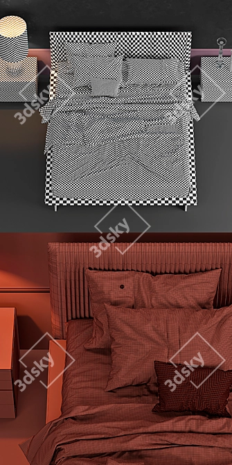 Elegant Plisse Lounge Sofa 3D model image 3